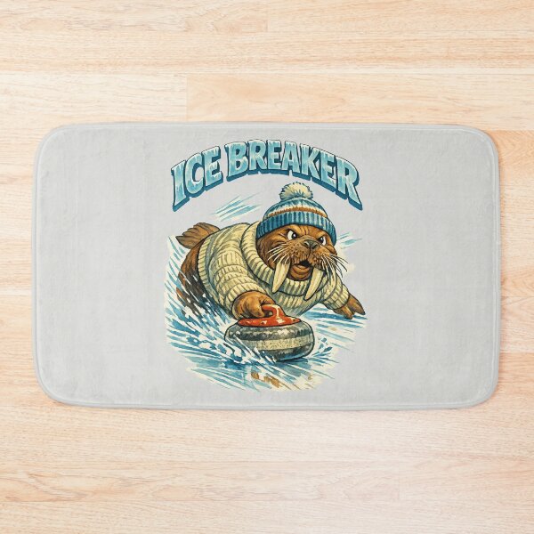 Item preview, Ice Breaker - Retro Curling Walrus designed and sold by DigitalGlade.