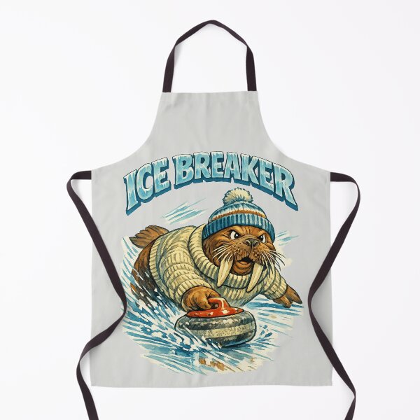 Item preview, Ice Breaker - Retro Curling Walrus designed and sold by DigitalGlade.