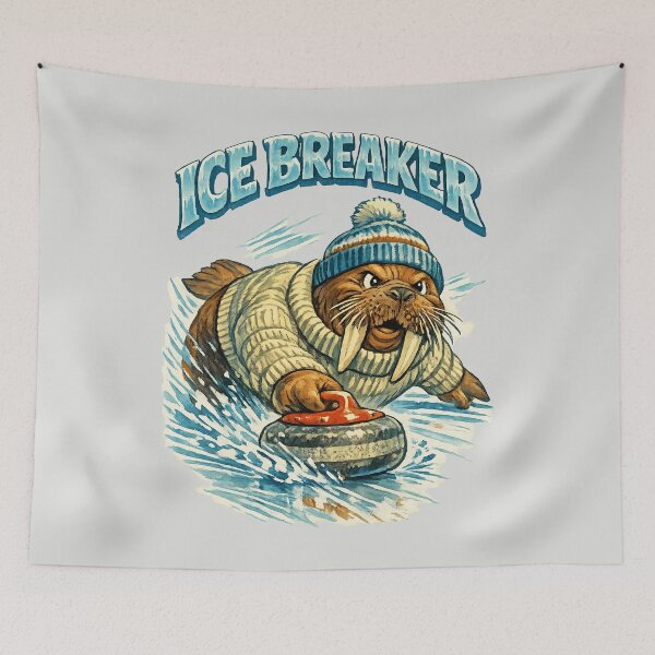 Item preview, Ice Breaker - Retro Curling Walrus designed and sold by DigitalGlade.