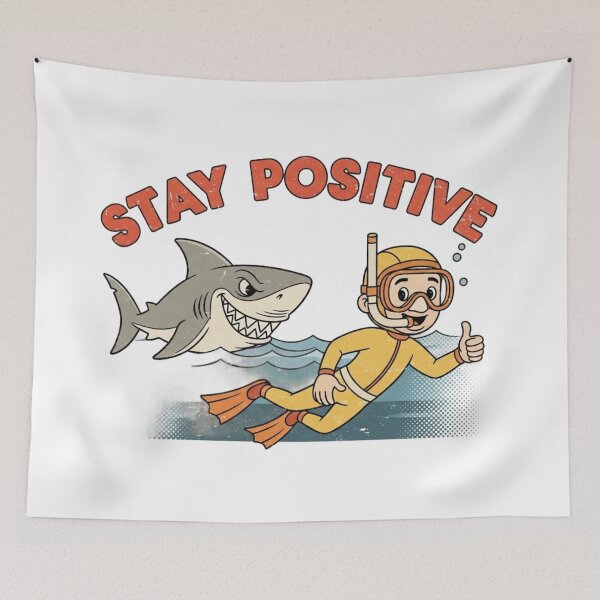Item preview, Stay Positive – Retro Snorkeling Dark Humor Graphic 8 designed and sold by FlamaC.