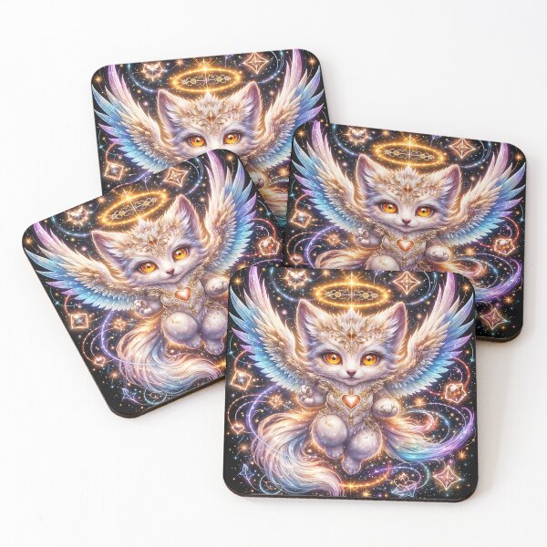 Item preview, Magical star cat with shimmering azure wings designed and sold by KunstGeist.