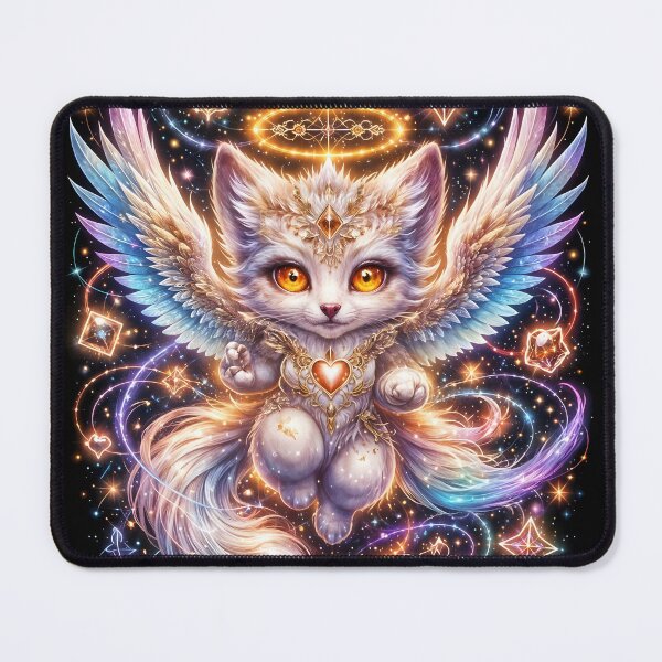 Item preview, Magical star cat with shimmering azure wings designed and sold by KunstGeist.