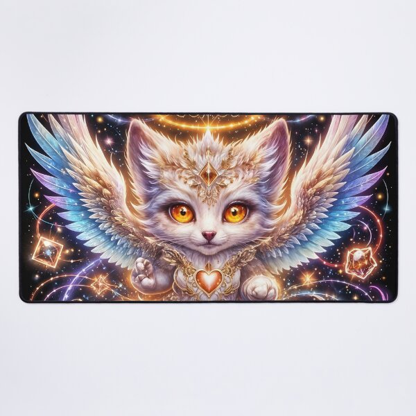Item preview, Magical star cat with shimmering azure wings designed and sold by KunstGeist.