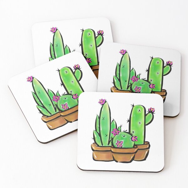 Item preview, Cute pink flowering cacti drawing  designed and sold by hollycooper.