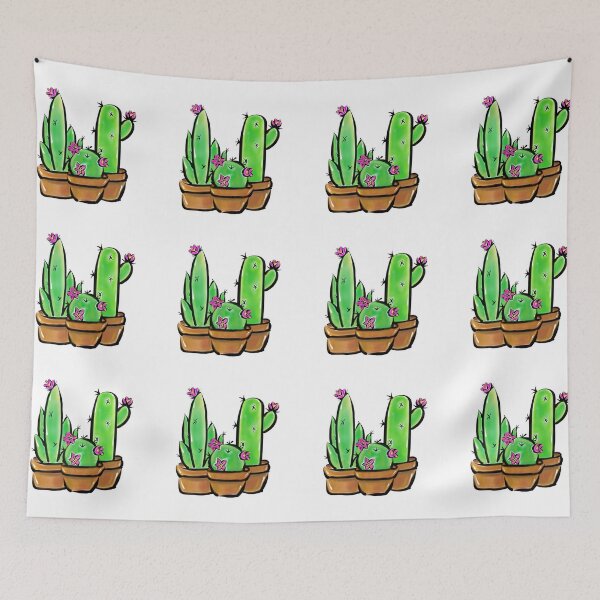 Item preview, Cute pink flowering cacti drawing  designed and sold by hollycooper.