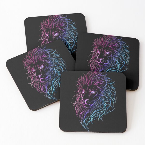 Item preview, Neon Holographic Lion Line Art designed and sold by BloomVera.
