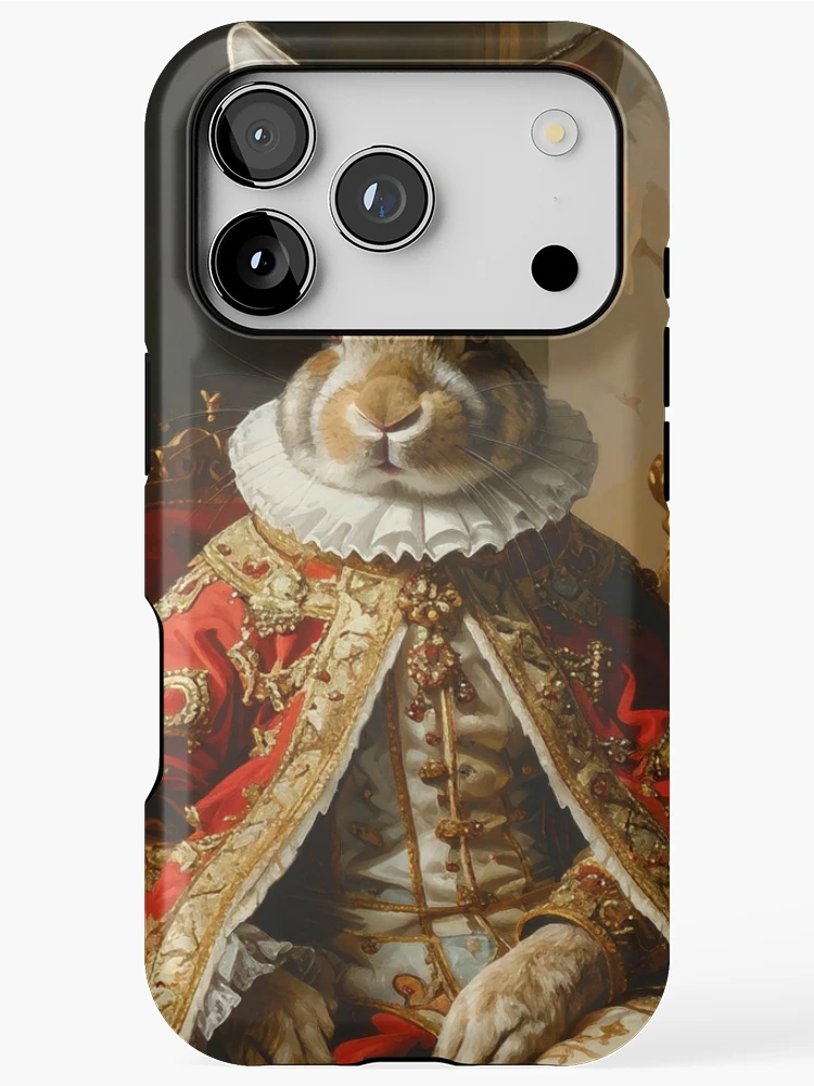 Thumbnail 1 of 4, iPhone Case, Royal Rabbit King Renaissance Throne Portrait designed and sold by Rutvain.