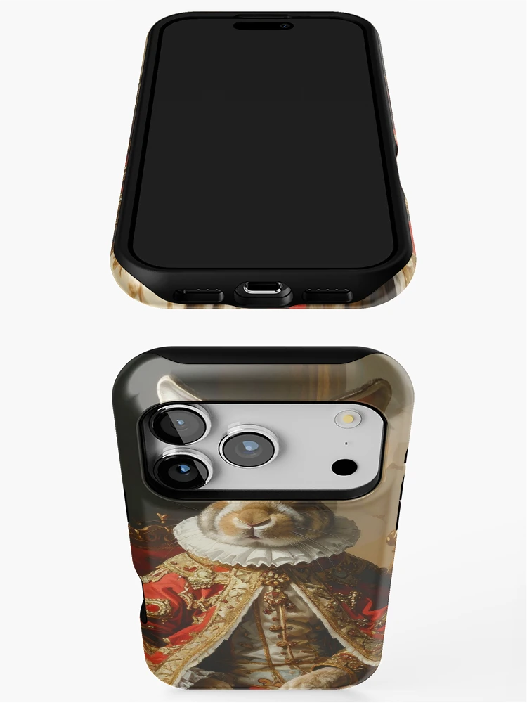 Thumbnail 3 of 4, iPhone Case, Royal Rabbit King Renaissance Throne Portrait designed and sold by Rutvain.