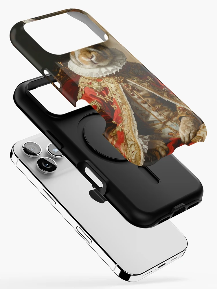 Thumbnail 2 of 4, iPhone Case, Royal Rabbit King Renaissance Throne Portrait designed and sold by Rutvain.