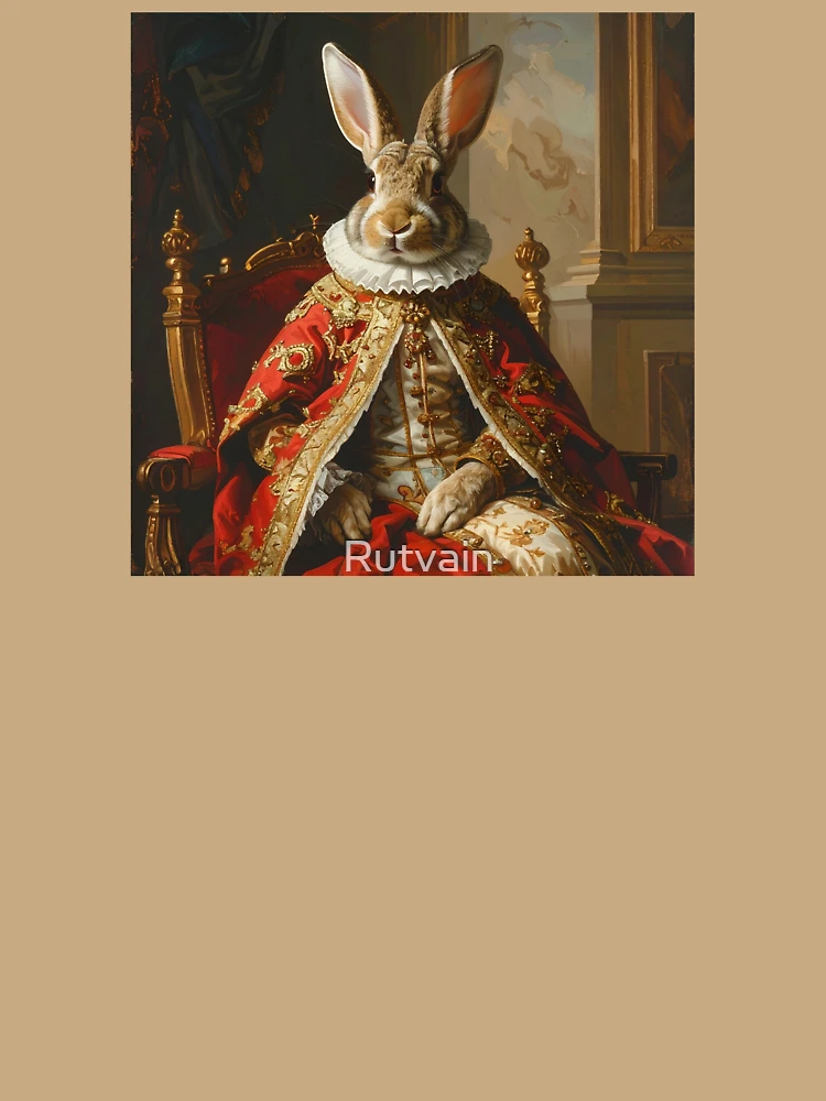 Thumbnail 6 of 6, Premium Oversized Hoodie, Royal Rabbit King Renaissance Throne Portrait designed and sold by Rutvain.
