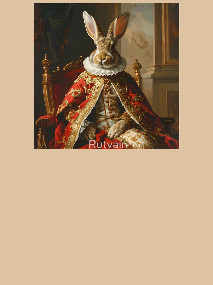 Thumbnail 6 of 6, Pullover Hoodie, Royal Rabbit King Renaissance Throne Portrait designed and sold by Rutvain.