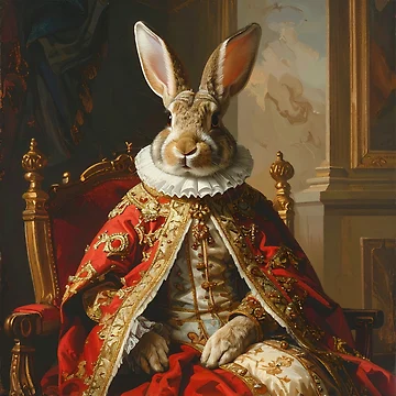 Artwork thumbnail, Royal Rabbit King Renaissance Throne Portrait by Rutvain