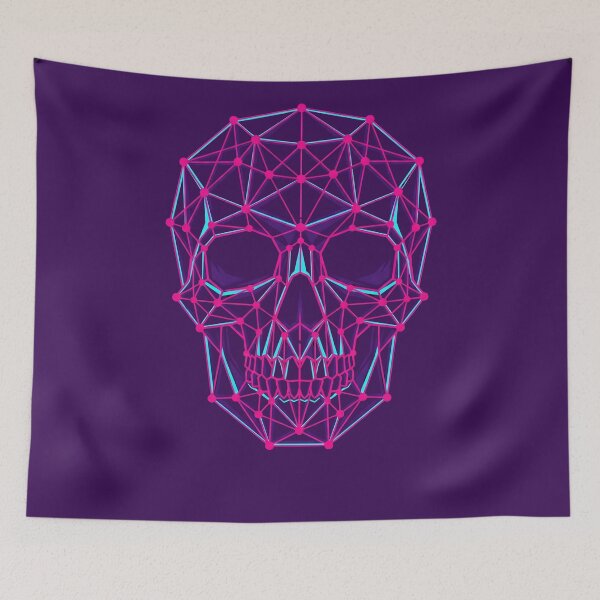 Item preview, Synthwave Geometric Neon Skull Wireframe 2026 designed and sold by MarCinu Art.