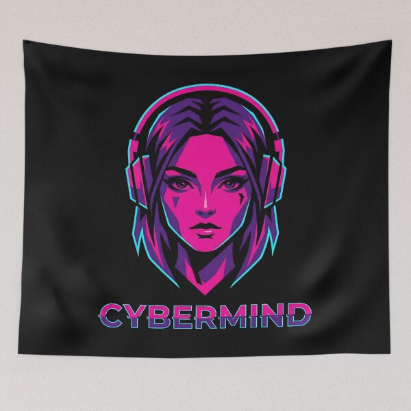 Item preview, Cybermind Neon Gamer Girl Synthwave Glitch designed and sold by MarCinu Art.