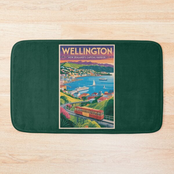 Item preview, Wellington New Zealand Skyline Illustration Travel Art Vintage designed and sold by KrisSidDesigns.