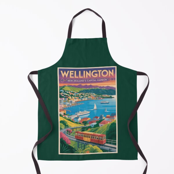 Item preview, Wellington New Zealand Skyline Illustration Travel Art Vintage designed and sold by KrisSidDesigns.