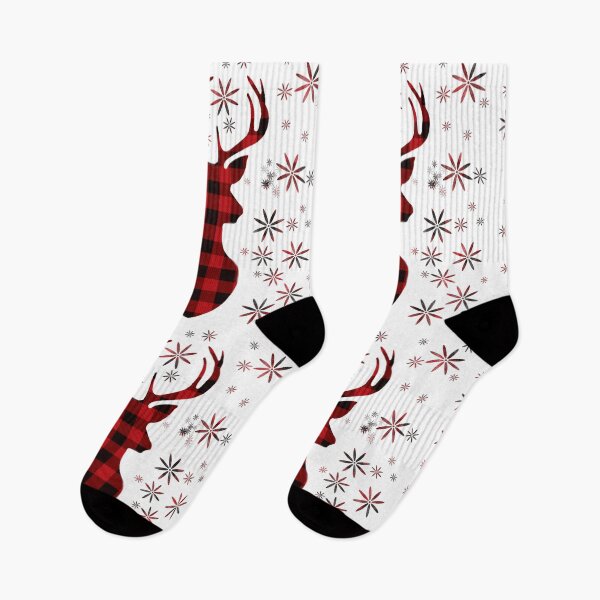 Item preview, Classic Christmas deer country festive red and black plaid with snowflakes  designed and sold by hollycooper.
