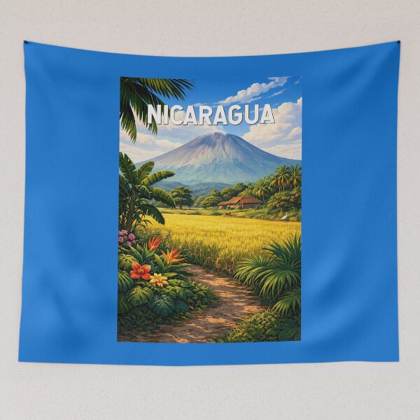 Item preview, Nicaragua Illustration Travel Art Vintage designed and sold by KrisSidDesigns.