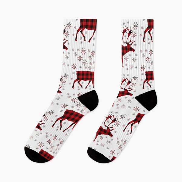 Item preview, Classic Christmas Deer Caribou elk red and black plaid snowflakes designed and sold by hollycooper.