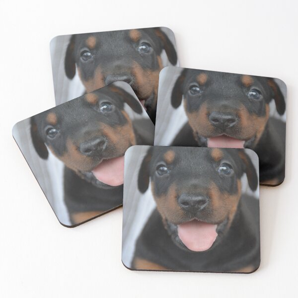 Item preview, Doberman Puppy Close-Up Portrait – Cute Black and Tan Dog with Tongue Out designed and sold by tiazre.