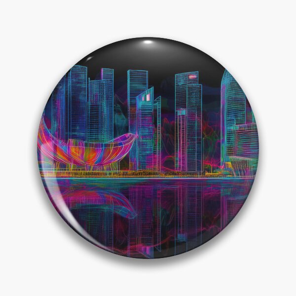 Item preview, Singapore Futuristic Neon Skyline - Full Spectrum designed and sold by SkylineVistas Designs.