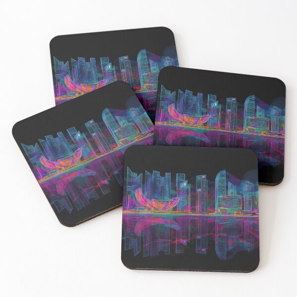 Item preview, Singapore Futuristic Neon Skyline - Full Spectrum designed and sold by SkylineVistas Designs.