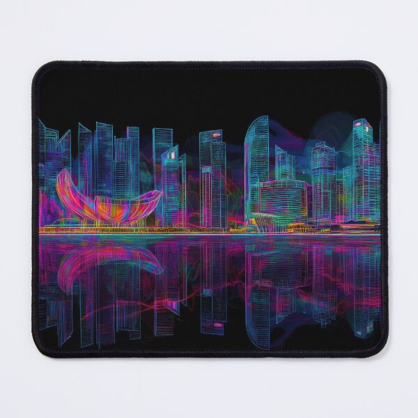 Item preview, Singapore Futuristic Neon Skyline - Full Spectrum designed and sold by SkylineVistas Designs.