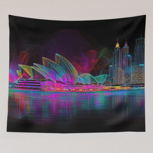 Item preview, Sydney Futuristic Neon Skyline - Full Spectrum designed and sold by SkylineVistas Designs.