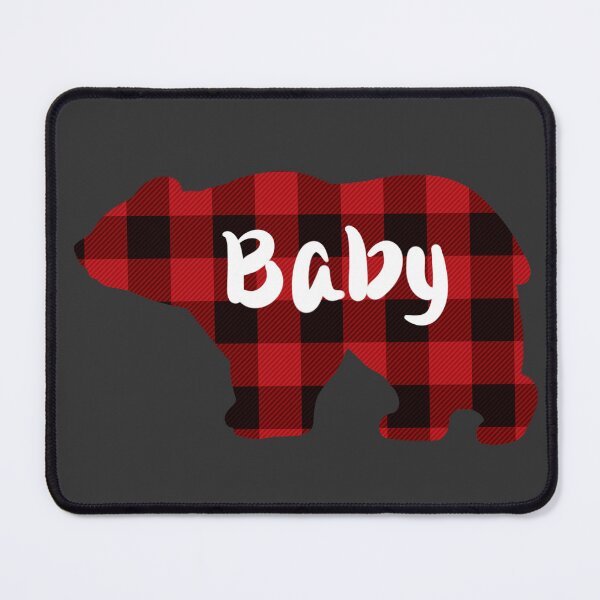 Item preview, Baby Bear illustration , rustic up-north design, Red and Black buffalo plaid pattern designed and sold by hollycooper.