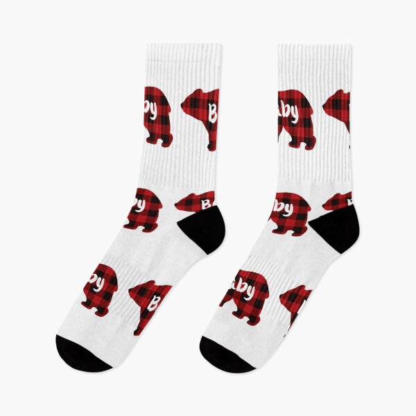 Item preview, Baby Bear illustration , rustic up-north design, Red and Black buffalo plaid pattern designed and sold by hollycooper.
