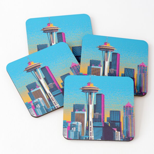 Item preview, Seattle Pop Art Skyline – Halftone Pulse designed and sold by SkylineVistas Designs.