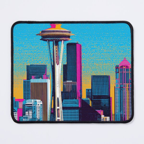 Item preview, Seattle Pop Art Skyline – Halftone Pulse designed and sold by SkylineVistas Designs.