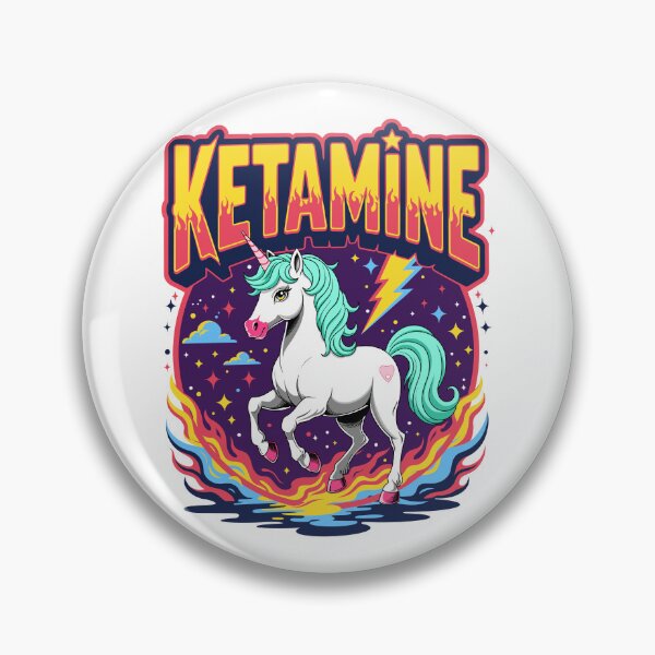 Item preview, KETAMINE unicorn trippy retro psychedelic Y2K shirt sticker design designed and sold by Pink-Tri-Pix.