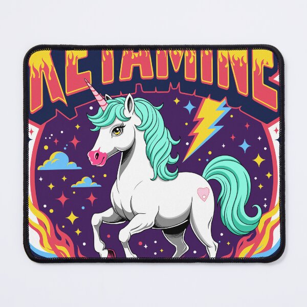 Item preview, KETAMINE unicorn trippy retro psychedelic Y2K shirt sticker design designed and sold by Pink-Tri-Pix.
