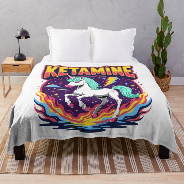 Item preview, KETAMINE unicorn trippy retro psychedelic Y2K shirt sticker design designed and sold by Pink-Tri-Pix.