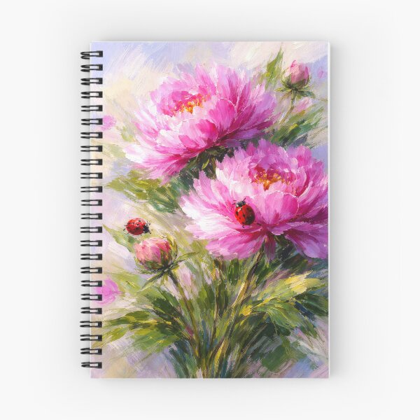 Item preview, Gorgeous pink peonies floral with Red Ladybugs designed and sold by scicilysimonee.