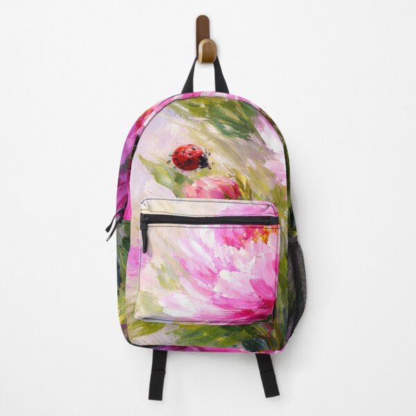 Item preview, Gorgeous pink peonies floral with Red Ladybugs designed and sold by scicilysimonee.