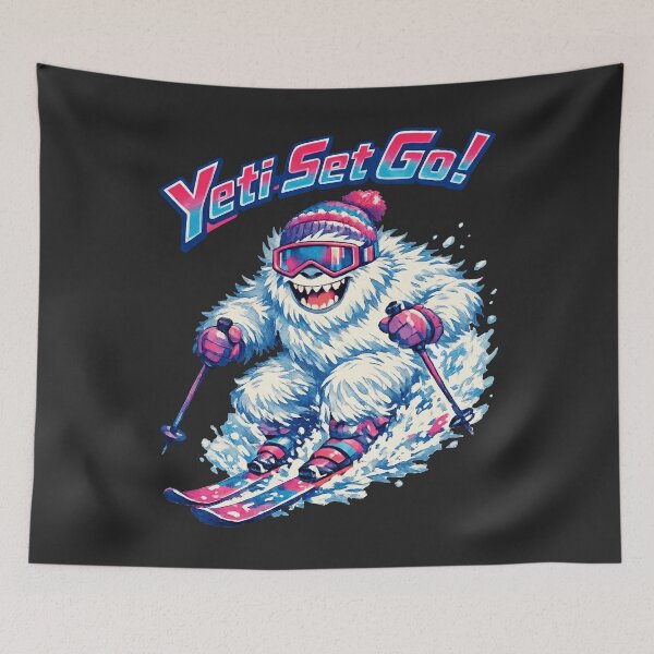 Item preview, Yeti Set Go! - Retro 80s Skiing Yeti designed and sold by DigitalGlade.