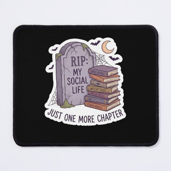Item preview, "Just One More Chapter" RIP My Social Life Spooky Bookworm designed and sold by RiotKida.