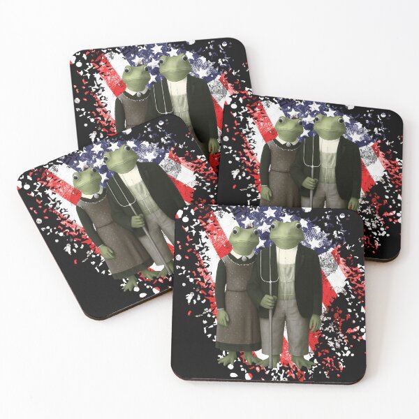 Aperçu de l'œuvre Grenouilles de style gothique américain avec motif du drapeau américain créée et vendue par SquirrelDesignLLC.