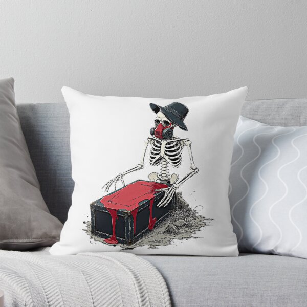 Item preview, Bleeding Coffin Skeleton in Gas Mask – Dark Gothic Horror Artwork designed and sold by Dark-Circuit-Haven.