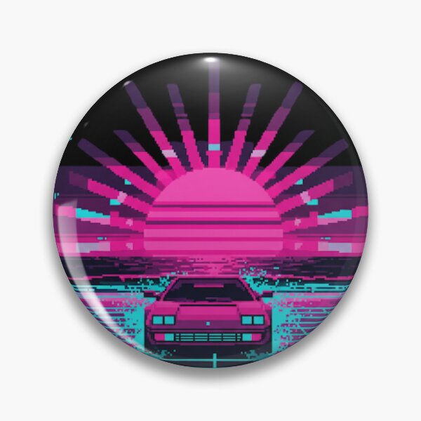 Item preview, 80s Sports Car on Neon Grid - Synthwave Pixel Art designed and sold by BlissHalo.