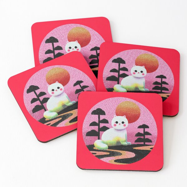 Item preview, Vaporwave Kawaii Cat Golden Moon designed and sold by bubblegoth.