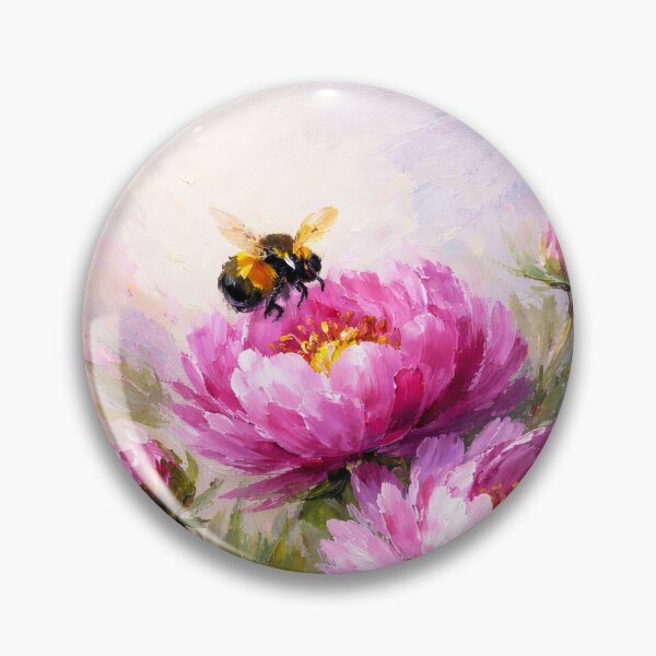 Item preview, Gorgeous pink blooming peonies with honeybee designed and sold by scicilysimonee.