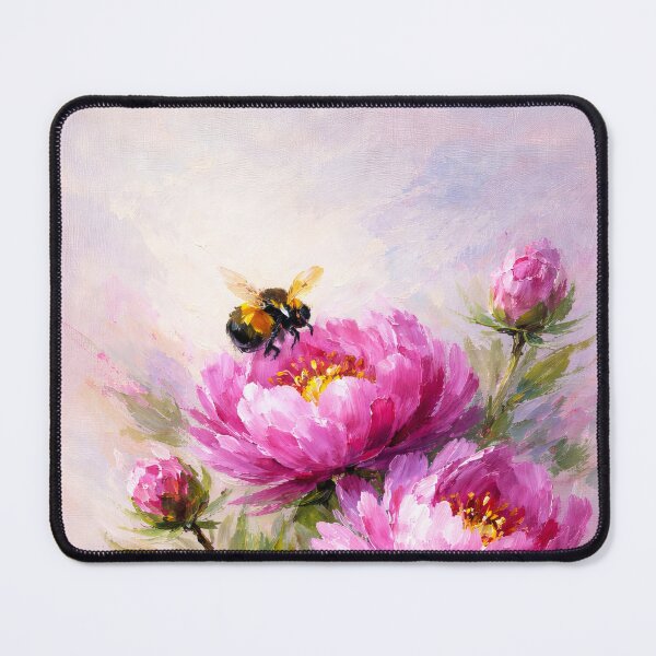 Item preview, Gorgeous pink blooming peonies with honeybee designed and sold by scicilysimonee.