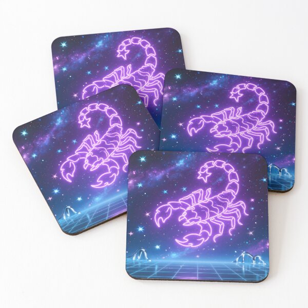 Item preview, Neon Scorpio Zodiac Sign – Luminous Galaxy with Starry Sky designed and sold by SynthstarShop.