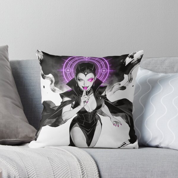 Item preview, succubus nun vampire saint of sin hot pink eyes electric purple halo gothic engraving dark fantasy seductive divine figure designed and sold by DarkMedieval.