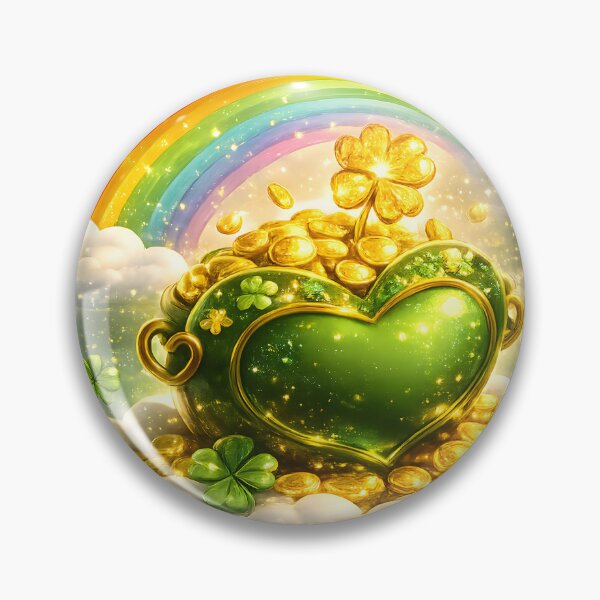 Item preview, Lucky Heart Pot of Gold 3D St Patricks Day Rainbow designed and sold by Inkoro.