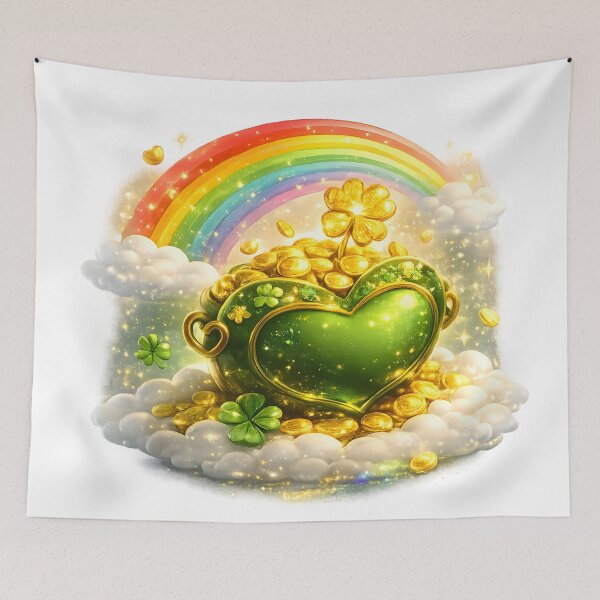 Item preview, Lucky Heart Pot of Gold 3D St Patricks Day Rainbow designed and sold by Inkoro.