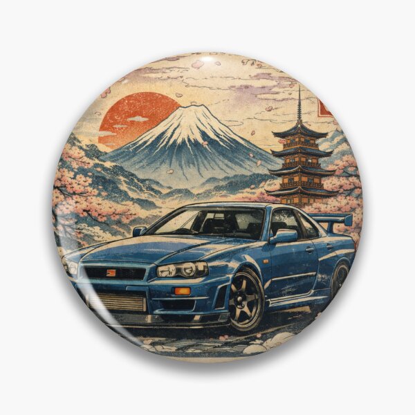 Item preview, Skyline GT-R R34 in Japan Ukiyo-e Woodblock Style designed and sold by Envision Designs.